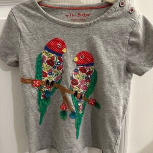 Mini Boden appliqué parrott t-shirt top 2-3 girls